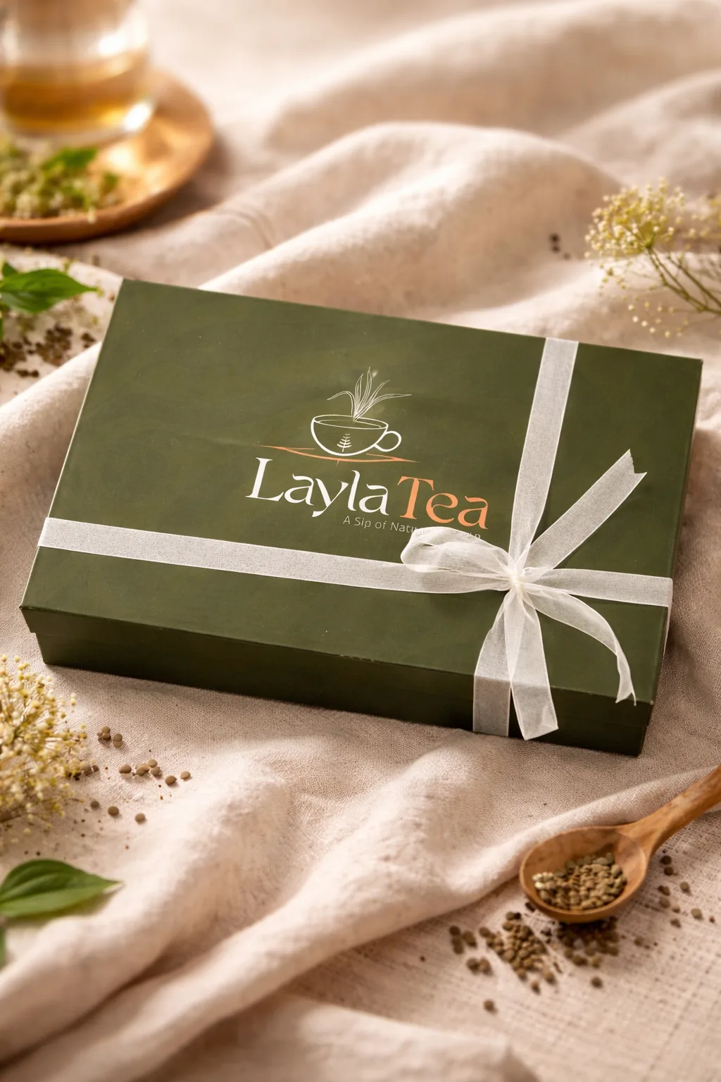 A box of Layla Tea artisanal infusions
